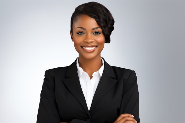 An Attractive African American Business Woman Smiling Ai 33168347 Medium